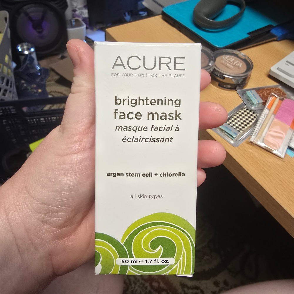 ACURE Brightening Face Mask Argan Stem Cell + Chlorella 1.7 fl oz 50ml NEW